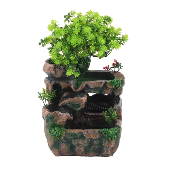 Rocaille en résine Simulation d'arbre Décoration de fontaine de table à eau courante black