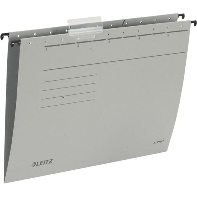 Leitz Alpha hangmappen A4, grijs, zijopening, 5 stuks