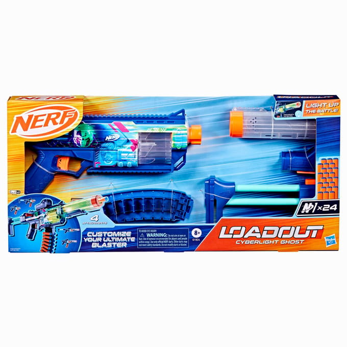 Nerf Loadout Cyberlight Ghost Blaster voor foamdarts en 24 Nerf N1-darts