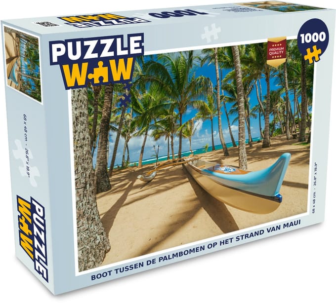 Puzzel Boot tussen de palmbomen op het strand van Maui - Legpuzzel - Puzzel 1000 stukjes volwassenen