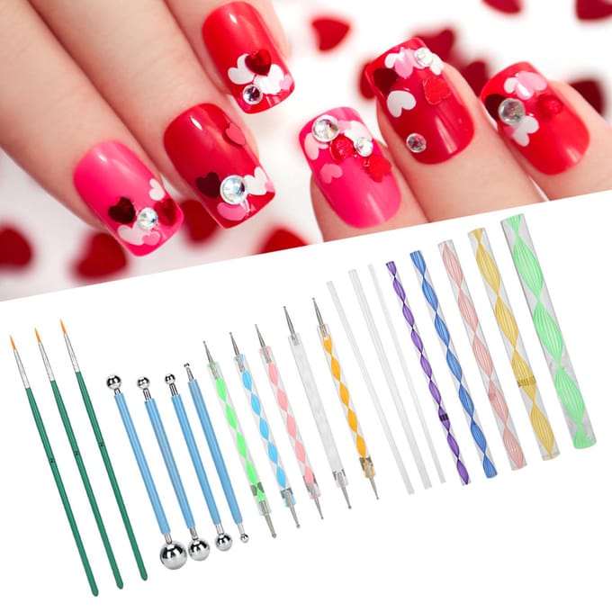20 stuks Dotting Tool DIY Ball Stylus Acryl Staven Dubbelzijdige Dotting Tools Nagelborstel white