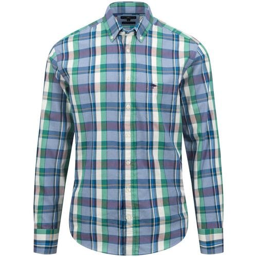 Fynch-Hatton Overhemd Colorful Check Button Down Grasgroen / male