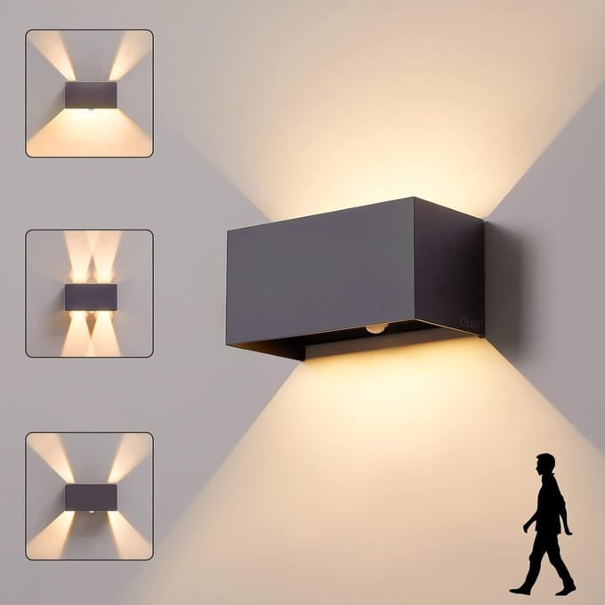 Moderne LED Buitenwandlamp met Bewegingsmelder IP65 Antraciet