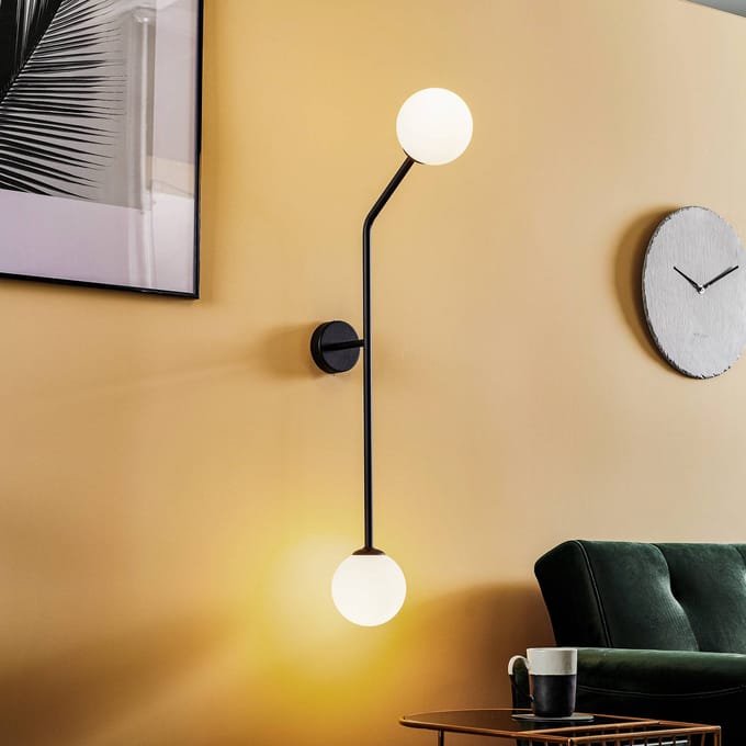 ALDEX Wandlamp Pure, 2-lamps, zwart, verticaal