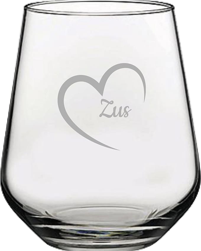 Gegraveerde Drinkglas 42,5cl Zus met hartje