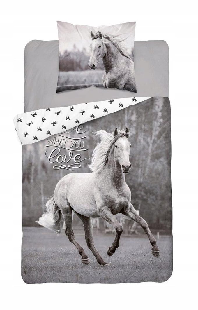 Dekoratif 3D Katoenen Dekbedovertrek Set Paard 160x200cm