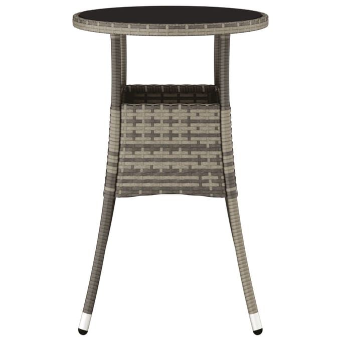 vidaXL - Tuintafel - Ø60x75 - cm - gehard - glas - en - poly - rattan - grijs