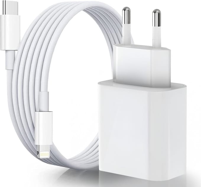 20w oplader geschikt voor iPhone - Snellader geschikt voor iPhone - Lightning naar usb C kabel 1m - Power Delivery