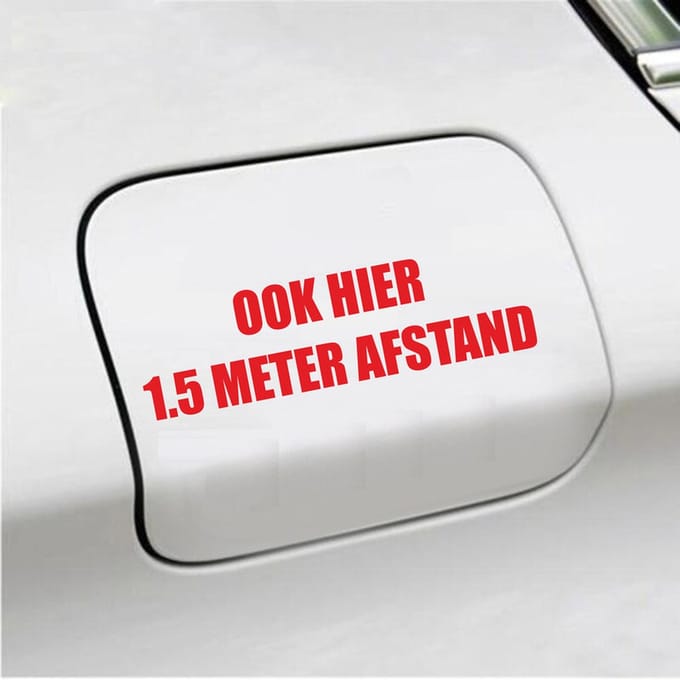 Bumpersticker - Ook Hier 1,5 Meter Afstand - 4,2 X 14,8 - Rood