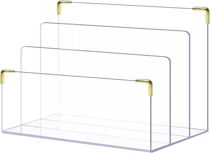Acryl File Holder - Bureau Organizer Maphouder - Bureau Opruimen - Drie Compartimenten Goud