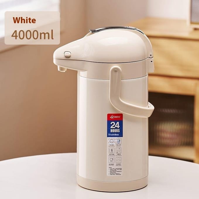 Luchtdruk Waterfles 4L Grote Capaciteit Open Waterfles Drukkende Waterfles Glazen Binnentank white