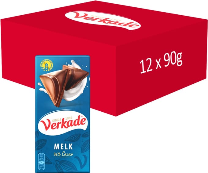 Verkade - Chocolade Reep - Melkchocolade - 12 x 90 gram