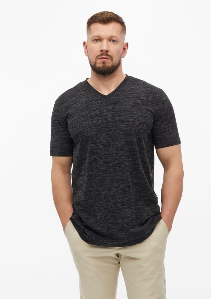 Katoenen mélange T-shirt met V-hals s.Oliver