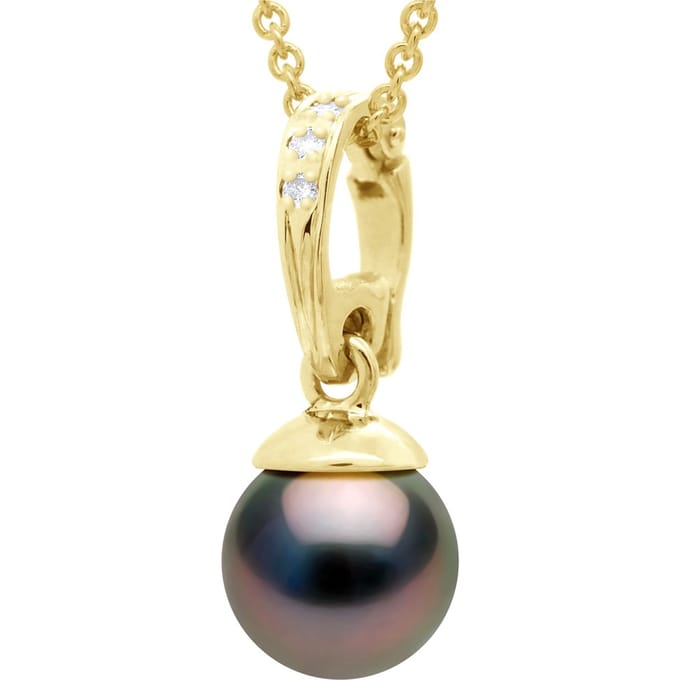 Kettinghanger Openbaar Geel Goud met Echte Cultuur Tahiti Parel Rond 10-11 mm