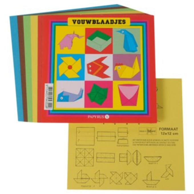 Vouwblaadjes vierkant 12x12cm 65gram assorti 90 vel