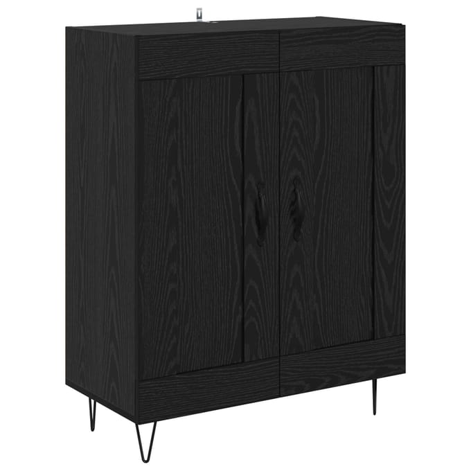 vidaXL Dressoir Zwart Eiken 69,5 x 34 x 90 cm Gemonteerd hout en ijzer