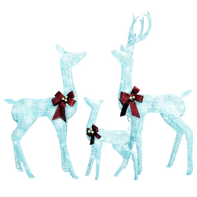 vidaXL Kerstversiering rendierfamilie 201 LED's wit en zilverkleurig