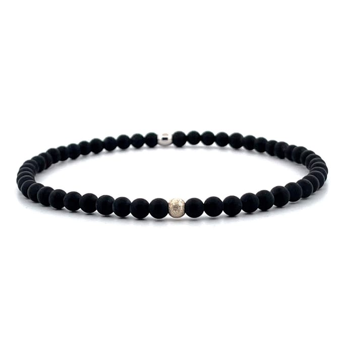 IbizaMen - heren - armband - matte onyx - 925 zilver - 4mm - 21cm