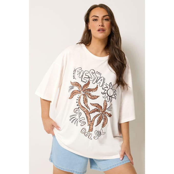 Yours Wit Oversized Tshirt Met Versiering Size 48