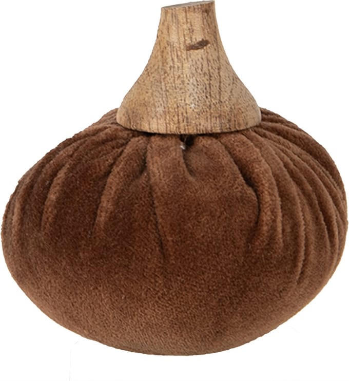 Clayre & Eef Decoratie Pompoen Ø 9x8 cm Bruin Polyester Herfst decoratie