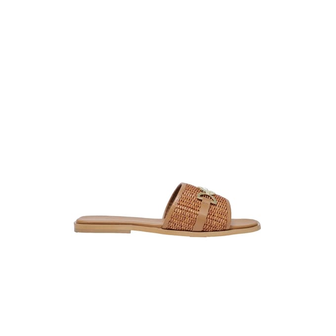 Platte leren sandalen met raffia dames Salsa Jeans