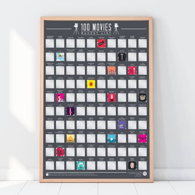 Gift Republic Bucketlist Scratch Poster - 100 Films