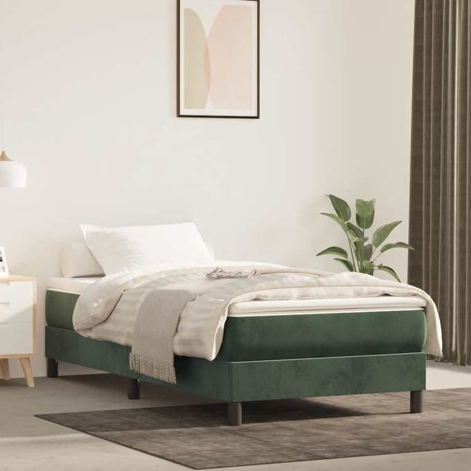vidaXL - Pocketveringmatras - medium - 90x210x20 - cm - fluweel - donkergroen