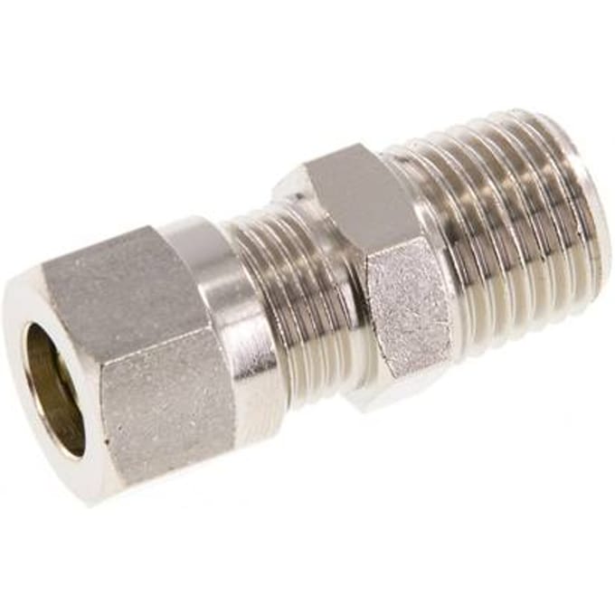 6LL & R1/4'' Vernikkeld Messing Rechte Snijringkoppeling Buitendraad 100bar ISO 8434-1 [2 Stuks]