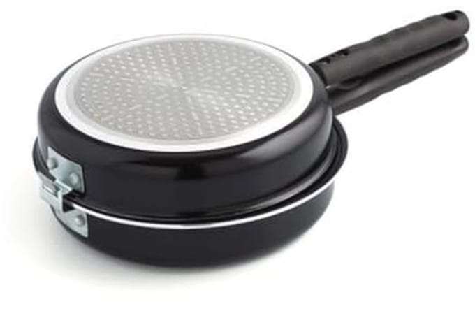 Dubbele Koekenpan met Gastropatroon - 20 cm Aluminium Zwart