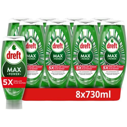 Dreft MaxPower Vloeibaar Afwasmiddel - 8 x 730 ml