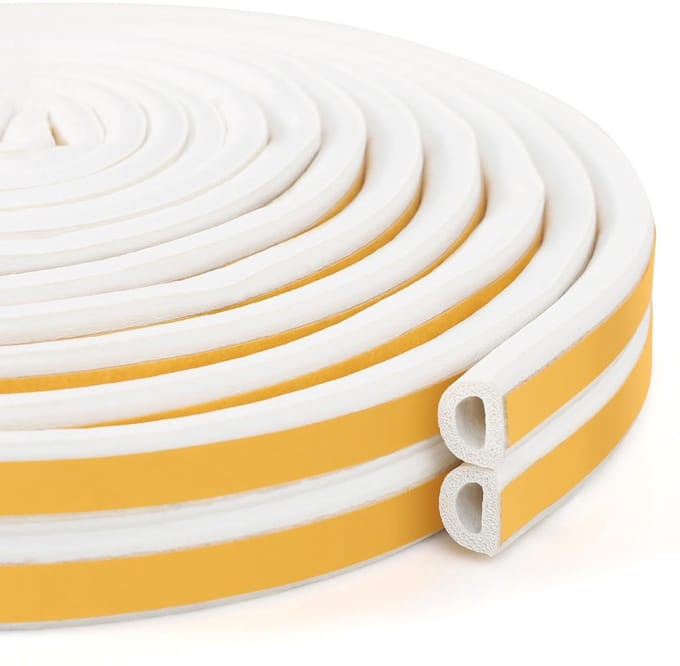 Afdichtingstape - Zelfklevende Rubber Schuimafdichtstrip - 9 mm x 6 mm, 10 m Wit