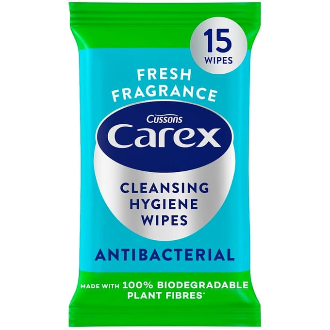 Carex Antibacterial Biodegradable Hand wipes 15 st