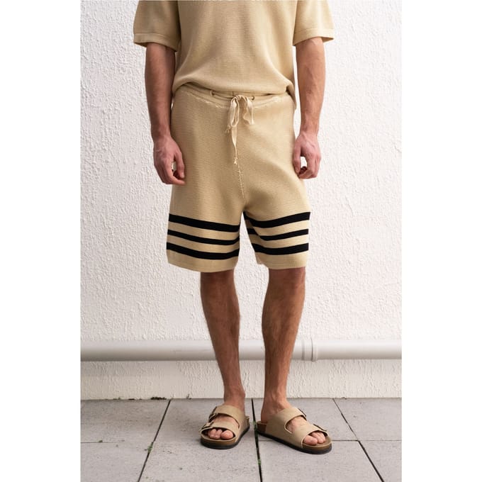 Heren Katoenen Gestreepte Sweatshort
