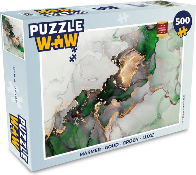 Puzzel Marmer - Goud - Groen - Luxe - Legpuzzel - Puzzel 500 stukjes