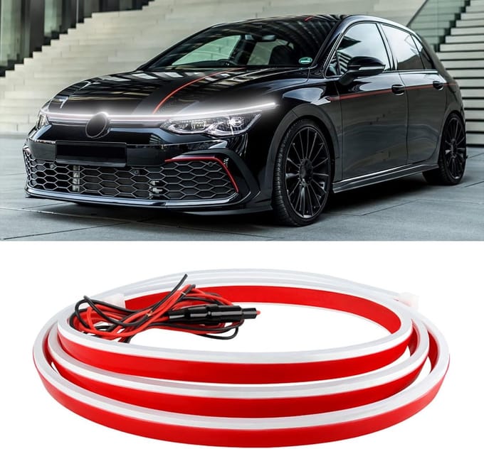 Universele Flexibele LED Lichtstrip voor Motorkap 180cm - Wit Dagrijverlichting IP68
