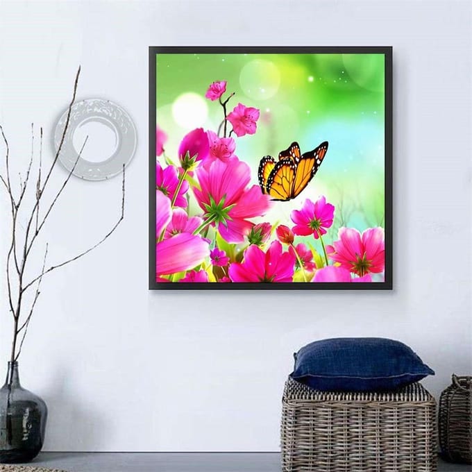 5D diamant schilderij bloem en vlinder volledige ronde borduurwerk verkoop diamant 30x30 green