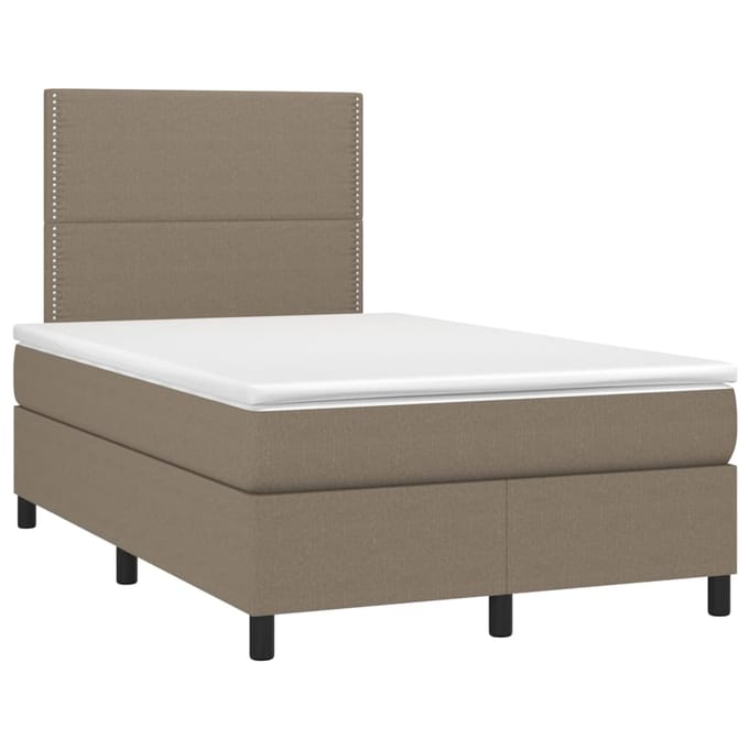 vidaXL - Boxspring - met - matras - en - LED - stof - taupe - 120x200 - cm