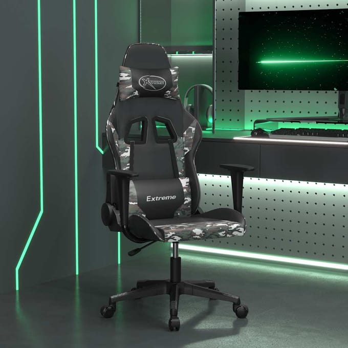 vidaXL - Massage - gamestoel - kunstleer - zwart - en - camouflage