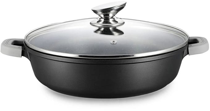 Ferveo Omega Lage Braadpan met Deksel - 32cm - Zwart - Inductie
