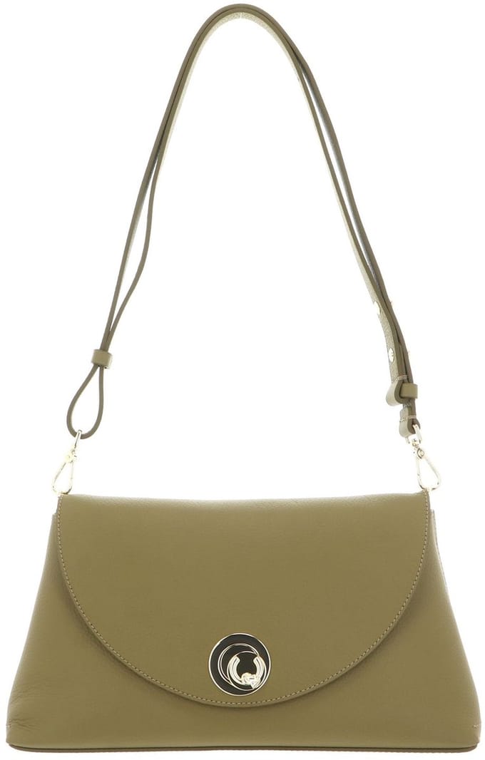 COCCINELLE Leren schoudertas Nikla Handbag Double Grainy Leather Seagrass / Sandshell kaki