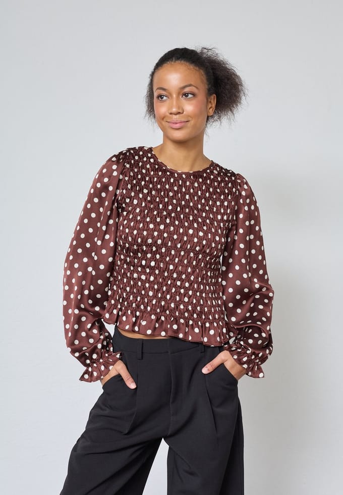 SISTERS POINT Nix-ls15 - Dames Blouse - Brown - Maat M