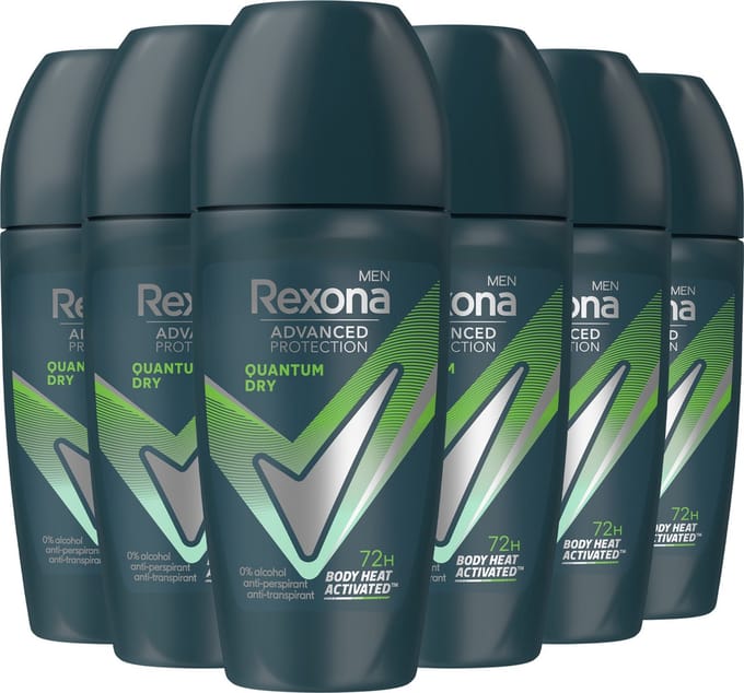 Rexona Men - Anti-Transpirant Roller - Advanced Protection - Quantum Dry - 6 x 50 ml - Voordeelverpakking