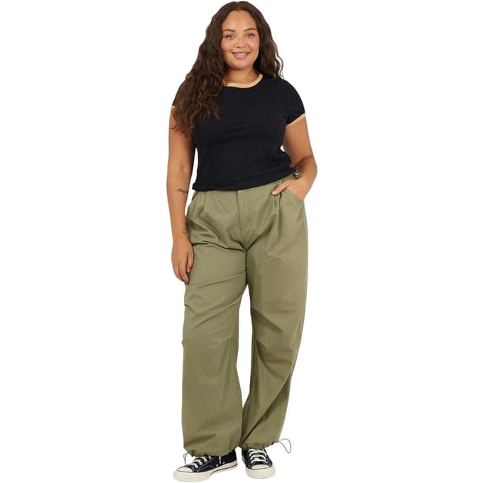 Brave Soul Dames/Dames Ringer Crew Hals Plus T-shirt (Zwart/Camel)