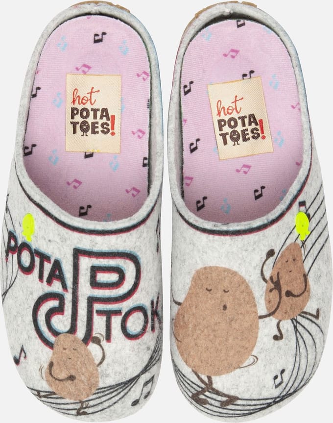 Hot Potatoes Pantoffels grijs Textiel 750224 - Maat 35