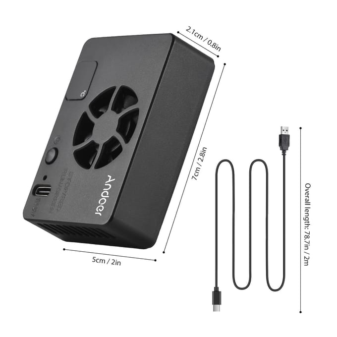 Andoer FS-06 Camera Koelventilator Extern Koelsysteem met OLED-display 8 stuks Montageadapter zwart