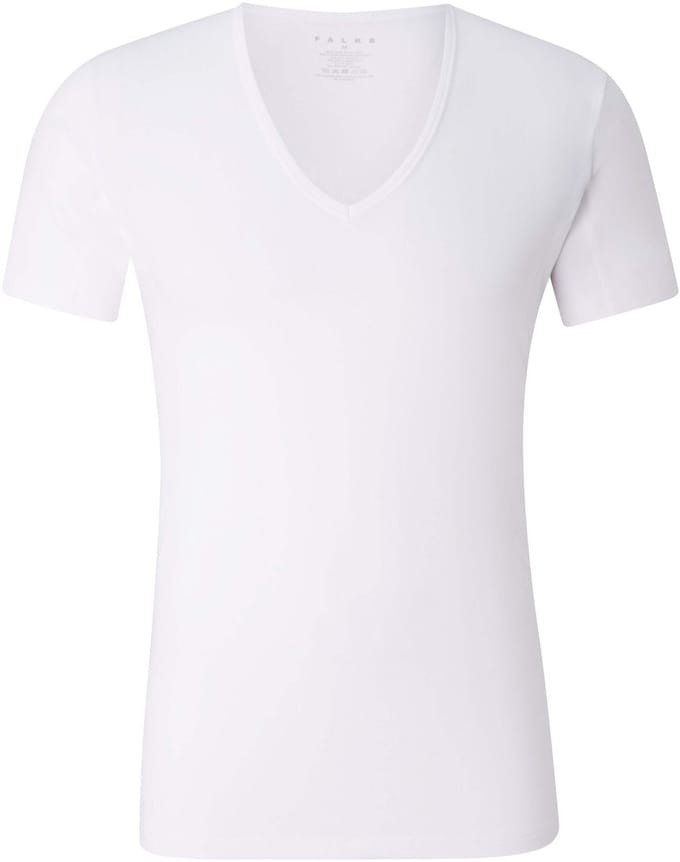 FALKE Daily Climate Control Deep V-Neck sneldrogend katoen top van onderlaag heren wit - maat S