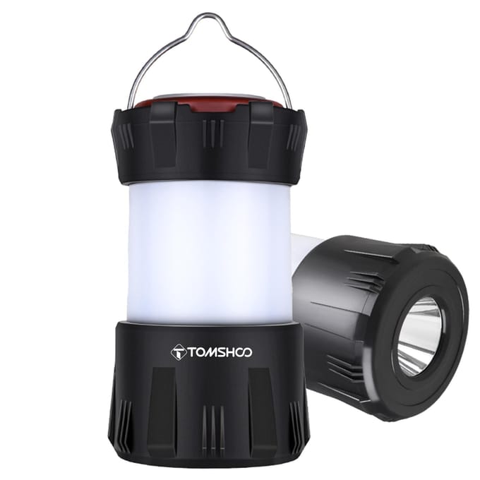 TOMSHOO LED-campinglantaarn Type C oplaadbare campinglamp Waterbestendig draagbaar tentlicht zwart