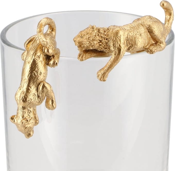 Glashanger Bloempothanger Tijger goudkleurig 6 cm Set van 2