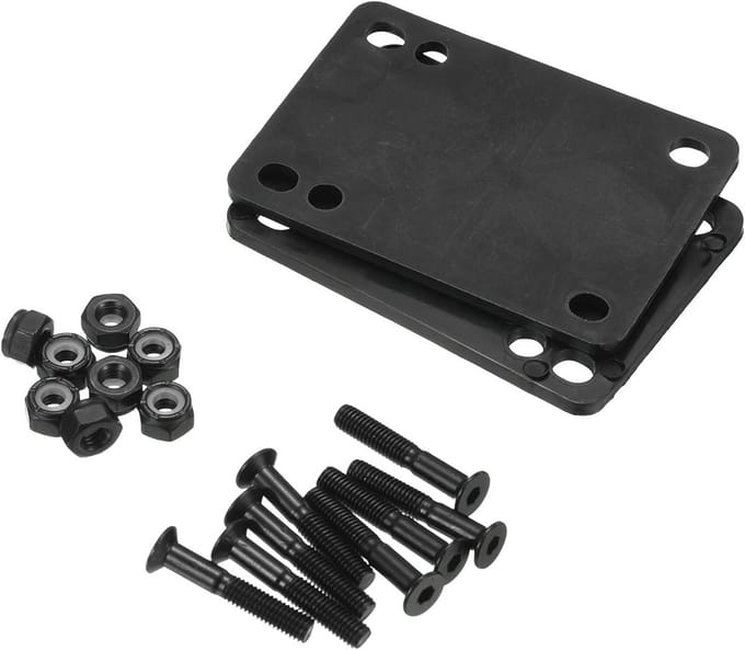 Skateboard Riser Pads & Montageschroeven Set – 3mm Schokabsorptie voor Longboard & Cruiser