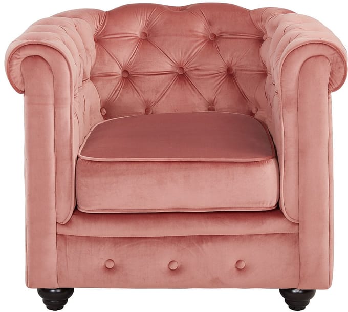 Vente-unique Set van 2 fauteuils CHESTERFIELD - velours - pastelroze